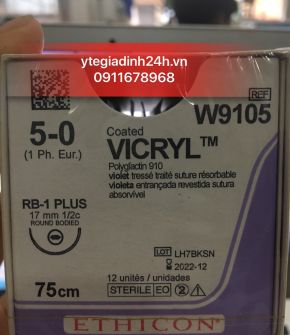 Chỉ Phẫu Thuật Tổng Hợp Tự Tiêu Tiệt Trùng VICRYL™ ( Polyglactin ) 5-0 W9105