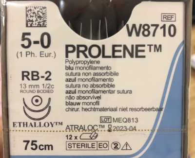 Chỉ phẫu thuật tổng hợp đơn sợi không tiêu tiệt trùng PROLENE 5.0 W8710