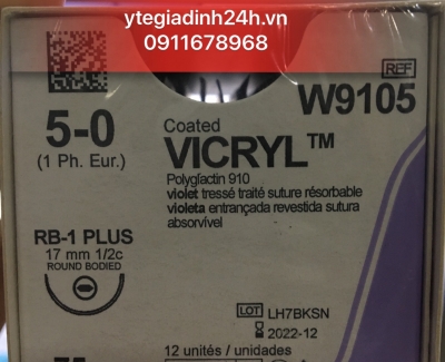 Chỉ Phẫu Thuật Tổng Hợp Tự Tiêu Tiệt Trùng VICRYL™ ( Polyglactin ) 5-0 W9105