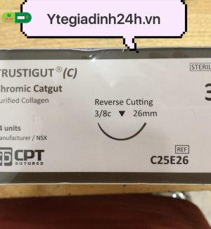 Chỉ Phẫu Thuật CPT - TRUSTIGUT Chromic Catgut 3/0 3/8c 26mm  75cm