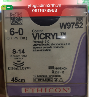 Chỉ Phẫu Thuật Tổng Hợp Tự Tiêu Tiệt Trùng VICRYL™ ( Polyglactin ) 6-0 W9752