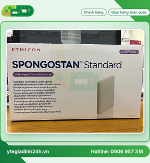 SPONGOSTAN Miếng cầm máu bằng gelatin dạng bọt xốp màu trắng  tiệt trùng, không tan 7x5x1cm, hộp 20 