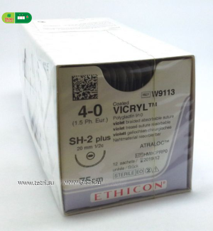 Chỉ Phẫu Thuật Tổng Hợp Tự Tiêu Tiệt Trùng VICRYL™ ( Polyglactin ) 4-0 W9113