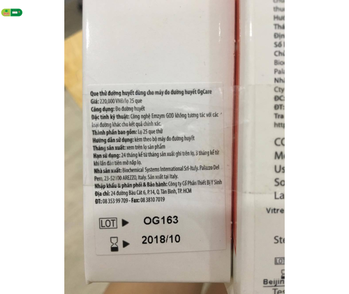 Que thử đường huyết OG Care