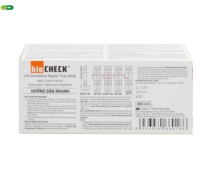 Que thử phát hiện ngày rụng trứng Bio Check cho kết quả trong 5 - 10 phút (7 cái)