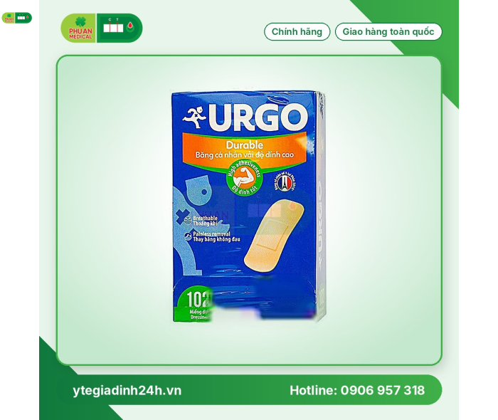 Băng cá nhân vải Urgo Durable (102 miếng)