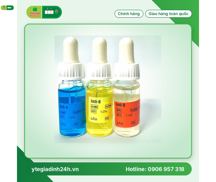 Bộ định nhóm máu Anti A B AB D Sifin - Đức
