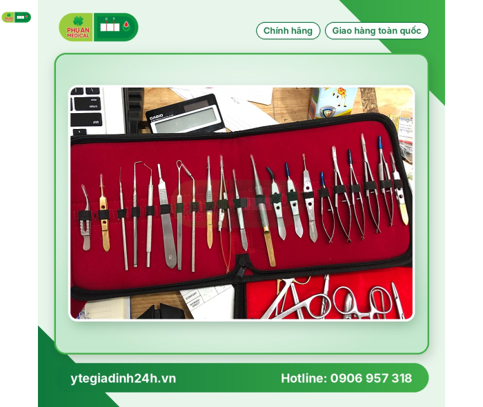 Bộ dụng cụ phẫu thuật mắt, nha, pen, kéo, kìm, kẹp, nhíp..