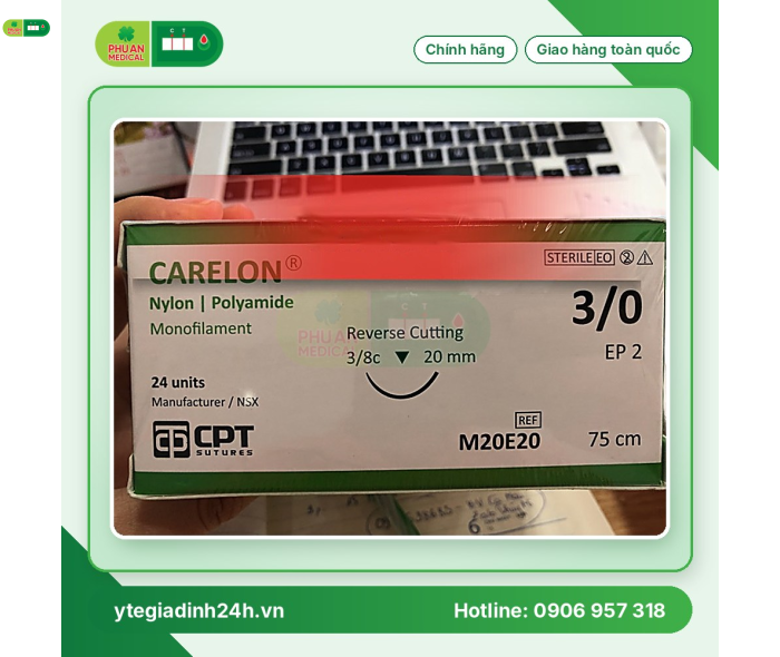 Chỉ Phẫu Thuật CPT Carelon Nylon 3/0 75cm 3/8c
