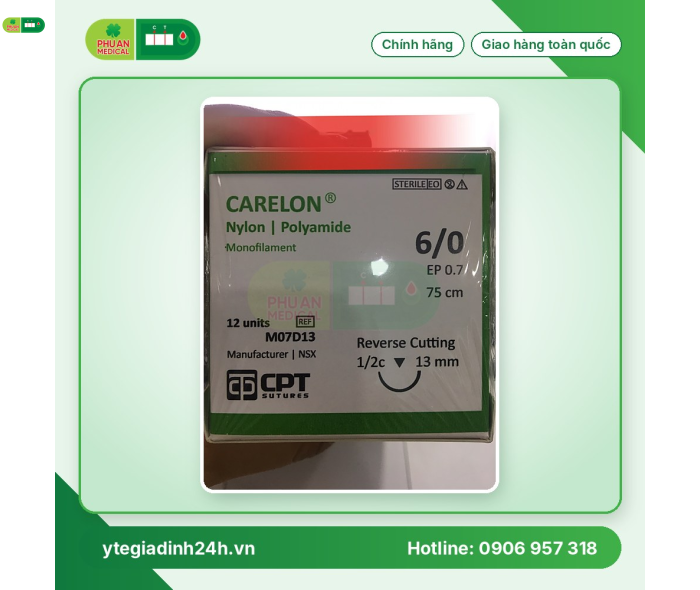 Chỉ Phẫu Thuật CPT-Carelon(Nylon/Polyamide) 6/0 (13mm)