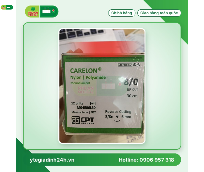Chỉ Phẫu Thuật CPT-Carelon ( Nylon/ Polyamide ) 8/0 M04E06L30