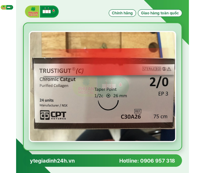 Chỉ Phẫu Thuật CPT Chromic Catgut 2/0