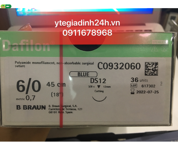 Chỉ Phẫu Thuật Dafilon Blue 6/0 ( 0,7 ) 45cm DS12 
