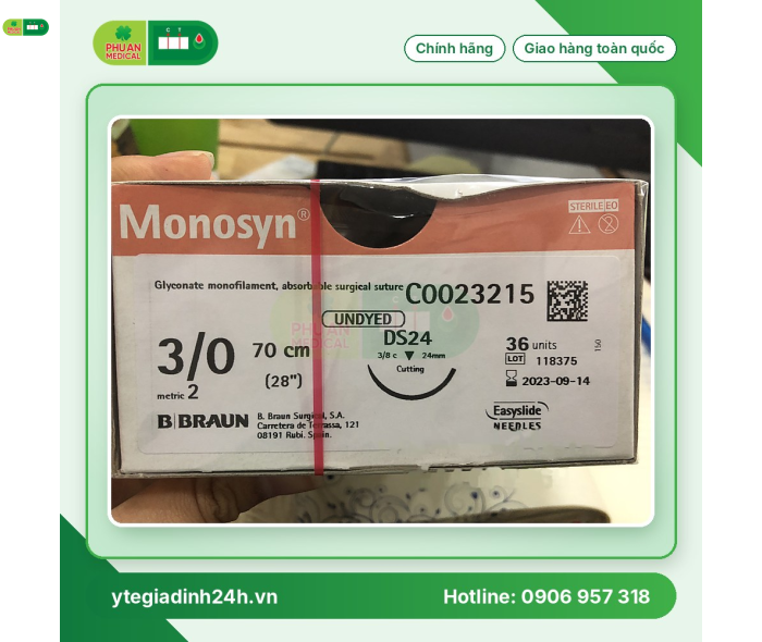 Chỉ phẫu thuật MONOSYL UNDYED 3/0, 70CM DS24 C0023215