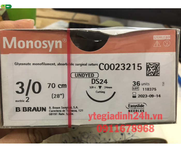 Chỉ phẫu thuật MONOSYL UNDYED 3/0, 70CM DS24 C0023215