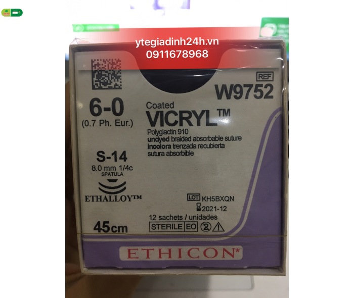 Chỉ Phẫu Thuật Tổng Hợp Tự Tiêu Tiệt Trùng VICRYL™ ( Polyglactin ) 6-0 W9752