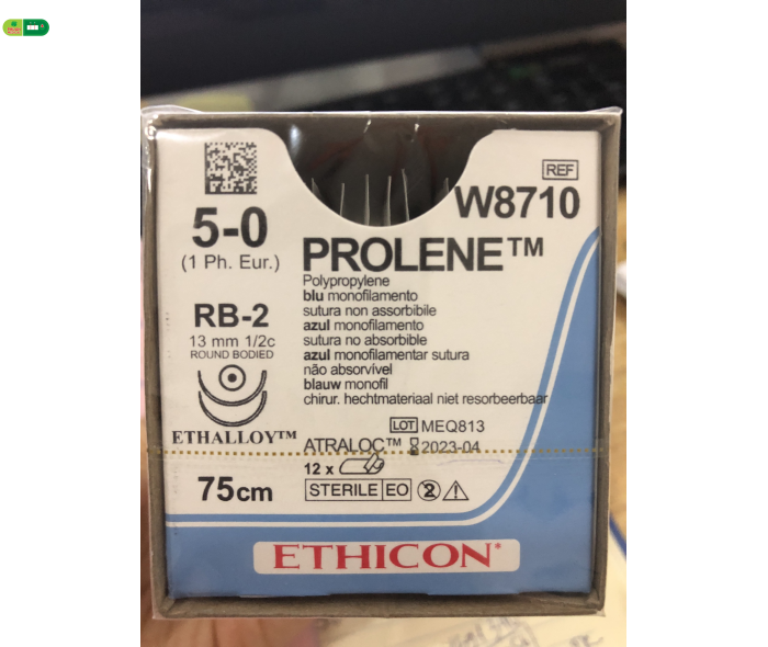 Chỉ phẫu thuật tổng hợp đơn sợi không tiêu tiệt trùng PROLENE 5.0 W8710