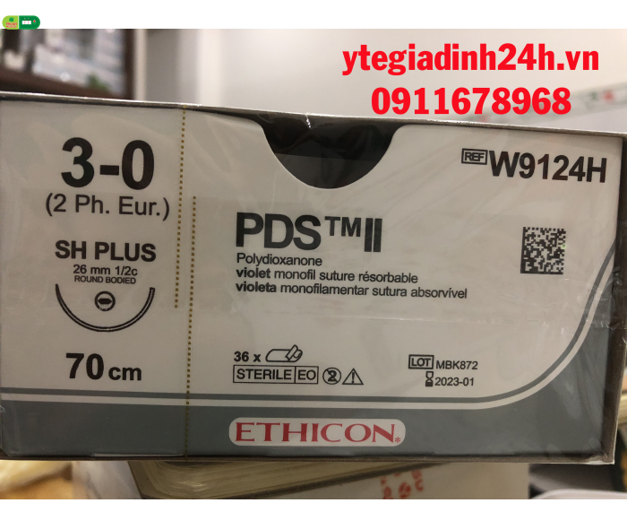 Chỉ phẫu thuật tổng hợp đơn sợi tự tiêu tiệt trùng PDS II W9124H