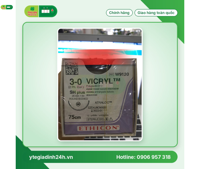 Chỉ Phẫu Thuật Tổng Hợp Tự Tiêu Tiệt Trùng VICRYL™ ( Polyglactin ) 3-0 W9120