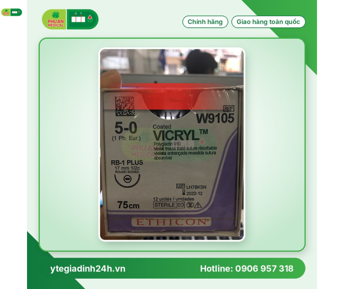 Chỉ Phẫu Thuật Tổng Hợp Tự Tiêu Tiệt Trùng VICRYL™ ( Polyglactin ) 5-0 W9105