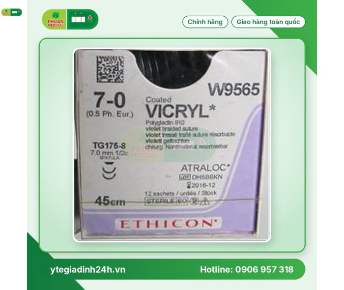 Chỉ Phẫu Thuật Tổng Hợp Tự Tiêu Tiệt Trùng VICRYL™ ( Polyglactin ) 7-0 W9561