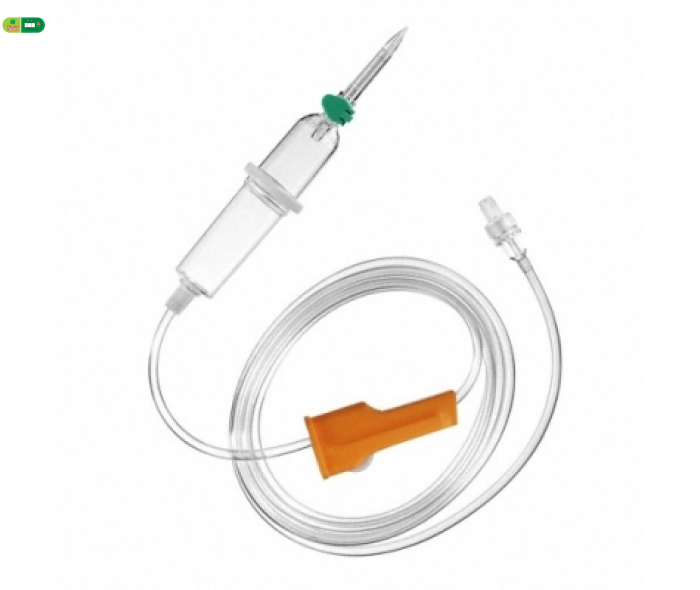Dây truyền dịch 60 giọt/ml có bầu đếm giọt 2 ngăn (cứng - mềm), có khóa luer lock, không chứa DEHP
