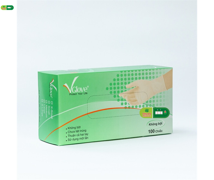 Găng Tay Y Tế Không Bột Vglove Size S M L
