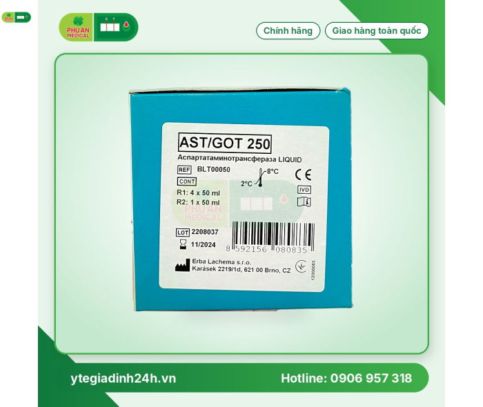 Hóa chất sinh hóa ERBA - Đức BLT00050 AST/GOT 250