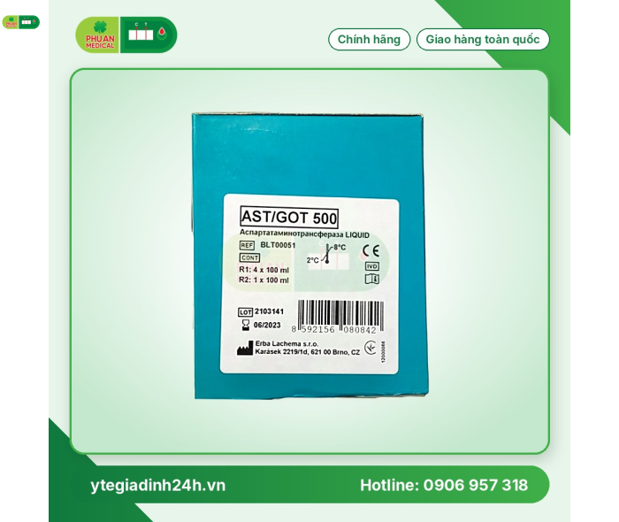 Hóa chất sinh hóa ERBA - Đức BLT00051 AST/GOT 500