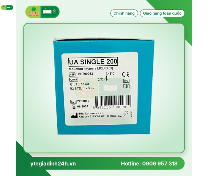 Hóa chất sinh hóa ERBA - Đức BLT00062 UA SINGLE 200