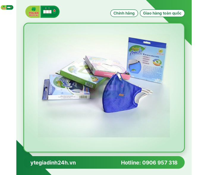 Khẩu trang than hoạt tính 4 lớp ASIAMASK có kẹp mũi