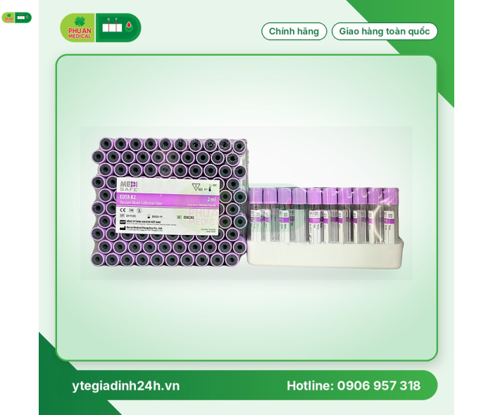 Medisafe - Ống nghiệm máu chân không EDTA K2 2ml