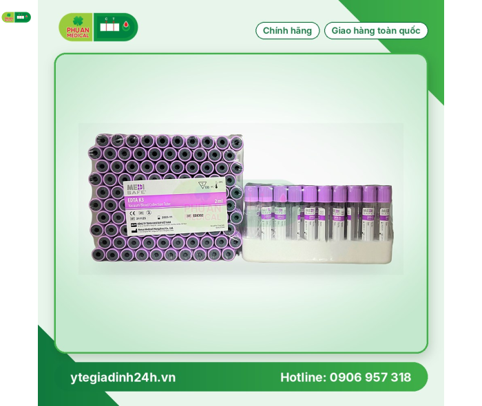 Medisafe - Ống nghiệm máu chân không EDTA K3 2ml