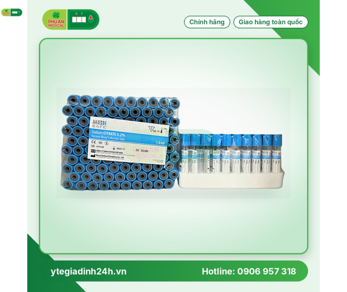 Medisafe - Ống nghiệm máu chân không SODIUM CITRATE 3,2% 1.8ml