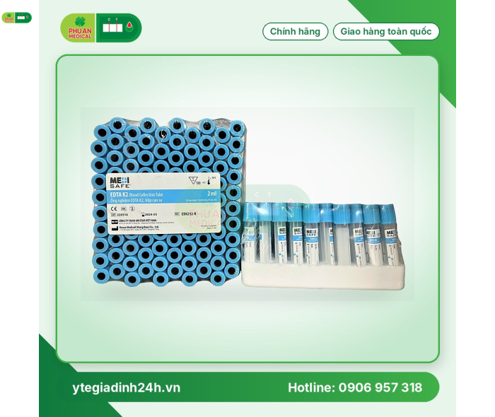 Medisafe - Ống nghiệm máu EDTA K2 2ml nắp cao su
