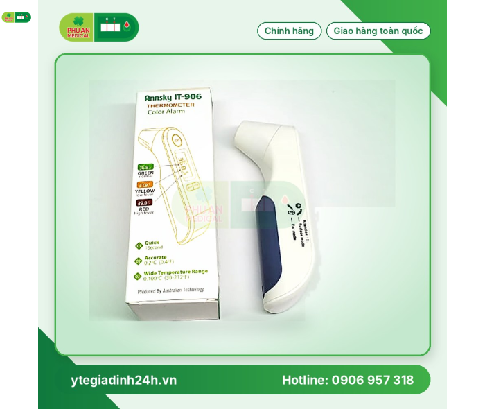 Nhiệt kế điện tử hồng ngoại đo tai, trán tổng hợp
