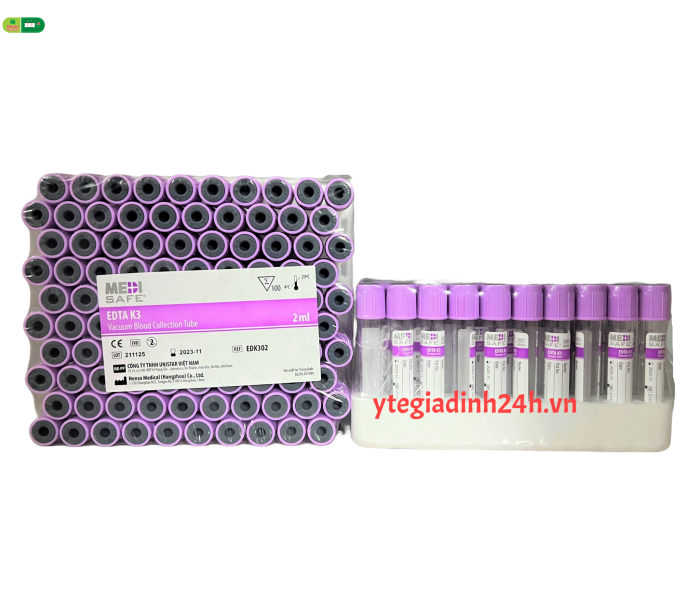 Medisafe - Ống nghiệm máu chân không EDTA K3 2ml
