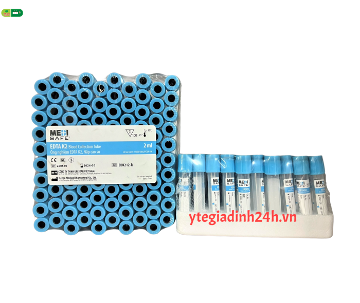 Medisafe - Ống nghiệm máu EDTA K2 2ml nắp cao su