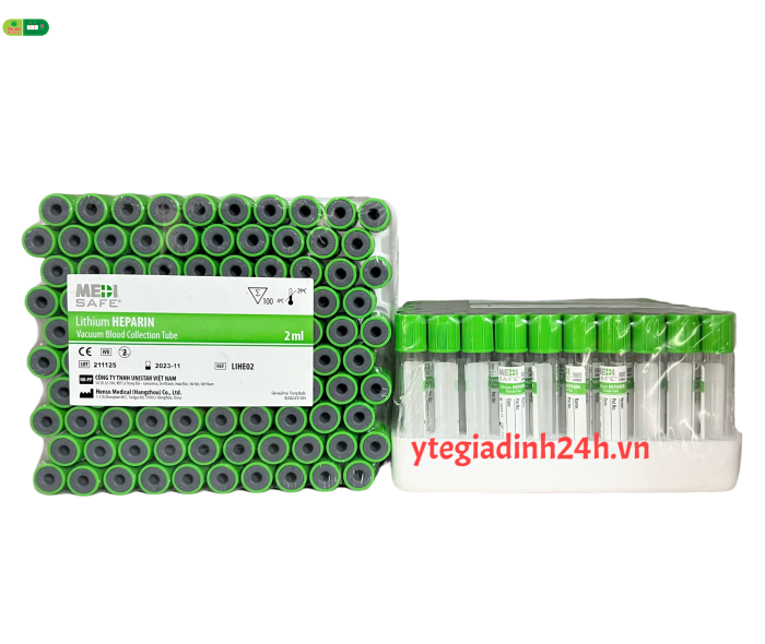 Medisafe - Ống nghiệm máu chân không Lithium HEPARIN 2ml / 4ml
