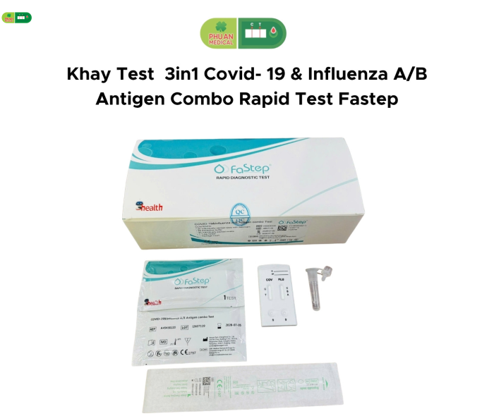 Khay test nhanh CÚM 3in1 Flu A/B & COVID FASTEP