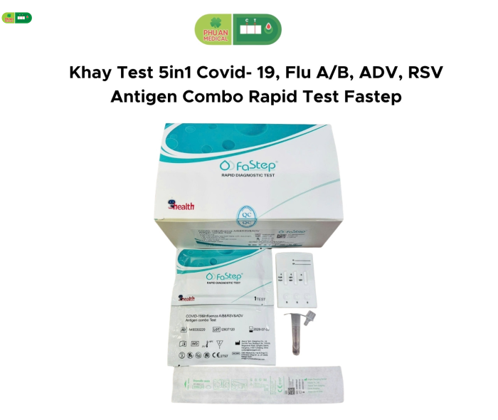 Khay test nhanh CÚM 5in1 Flu A/B - RSV & ADV - COVID Hãng FASTEP