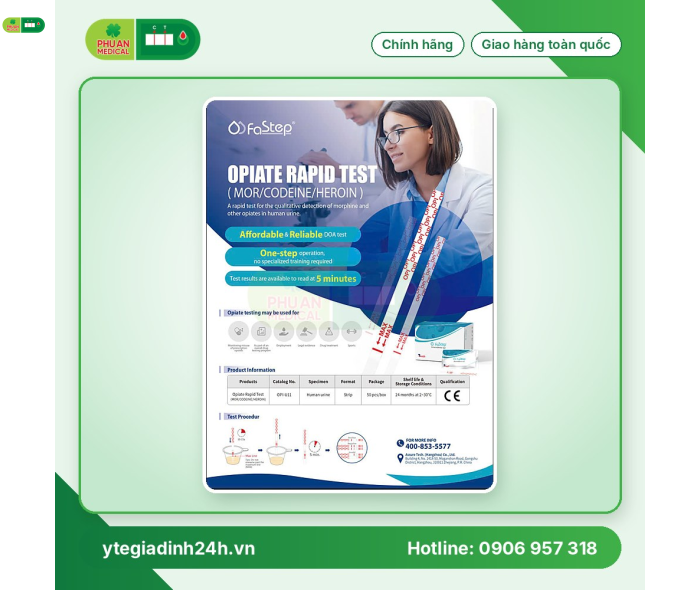 Que thử xét nghiệm định tính Morphine/Heroin/Codeine (Nước tiểu)