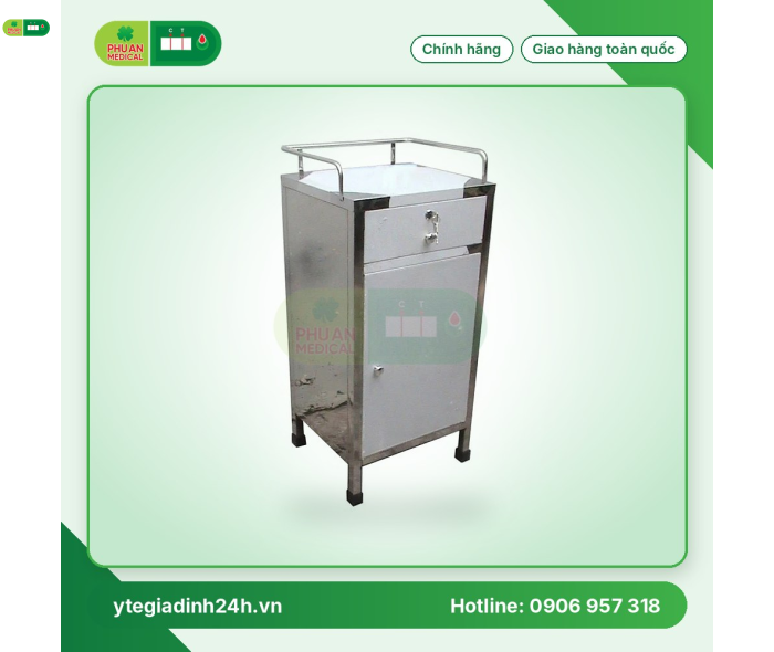 Tủ đầu giường 2 ngăn bằng Inox 201