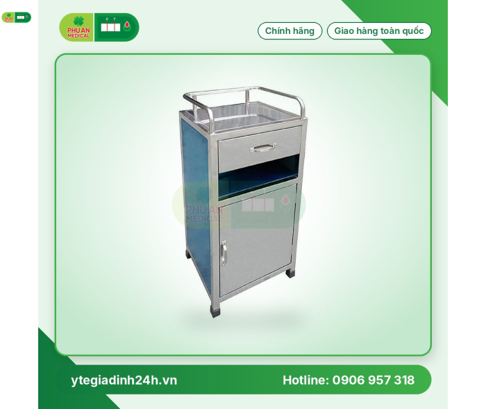 Tủ đầu giường 3 ngăn bằng Inox 201