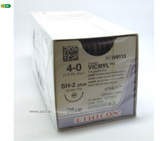 Chỉ Phẫu Thuật Tổng Hợp Tự Tiêu Tiệt Trùng VICRYL™ ( Polyglactin ) 4-0 W9113