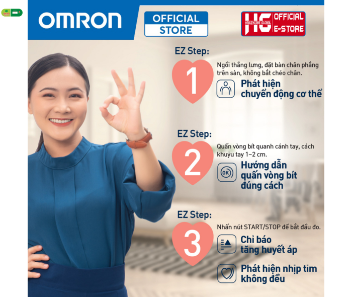 Máy Đo Huyết Áp OMRON EZ Lite HEM-7180 (Cải tiến từ mã 8712) BH chính hãng 5 năm