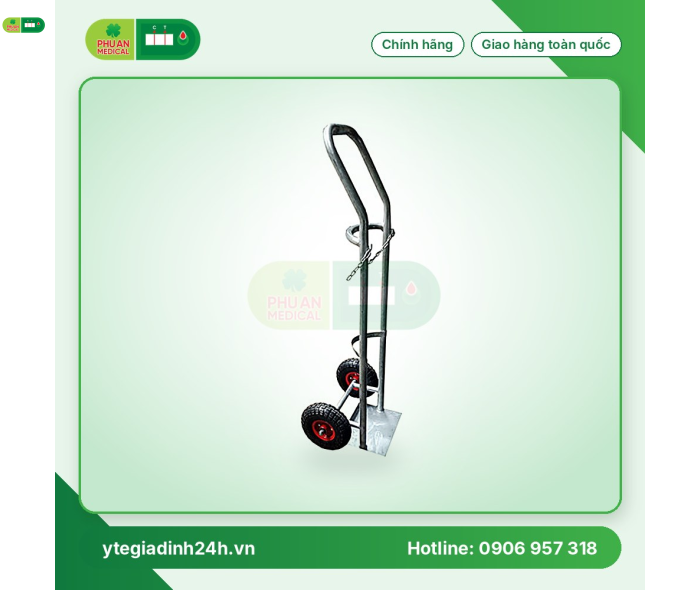 Xe đẩy oxy - dây xích Inox 2 khối
