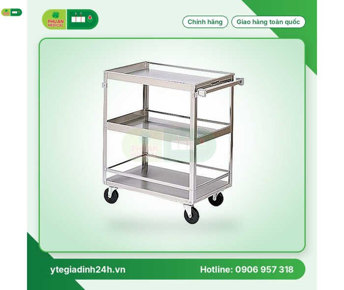 Xe Tiêm Inox 50 x 80cm có tay đẩy